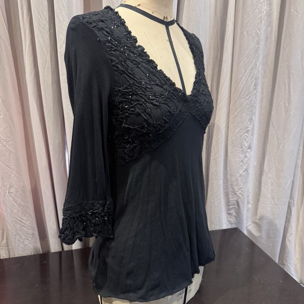 Ann Ferriday VTG Stock 100 % Cotton And Sequin Top S/M - Picture 3 of 5